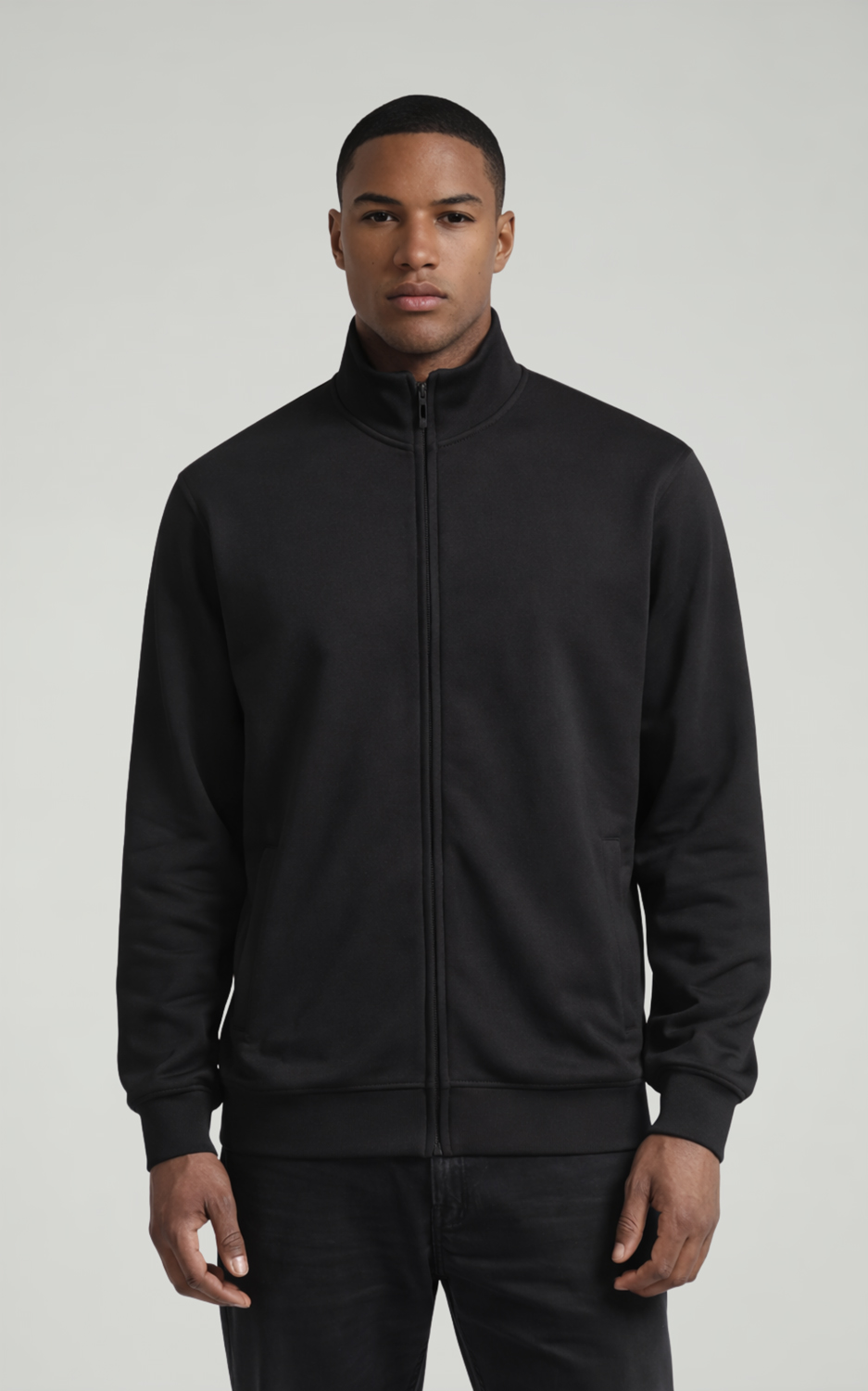FELPA FULL ZIP GARZATA UNISEX NERO PROFONDO