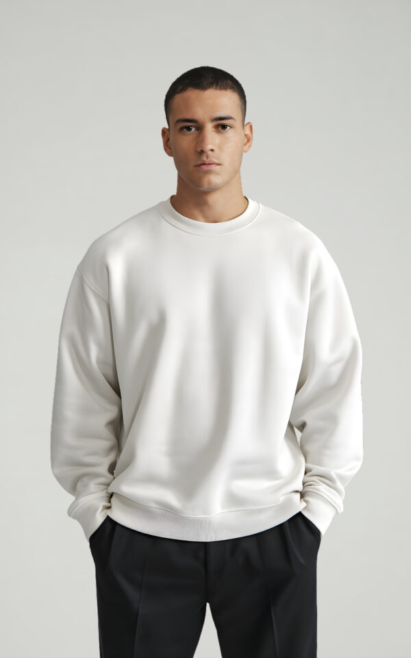 FELPA GIROCOLLO FRENCH TERRY UNISEX BIANCO