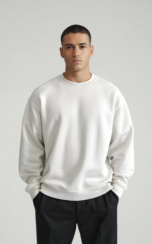 FELPA GIROCOLLO FRENCH TERRY UNISEX BIANCO