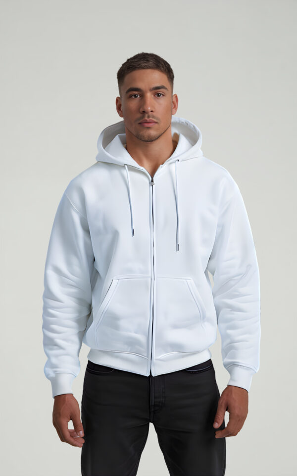 FELPA ZIP FRENCH TERRY UNISEX BIANCO