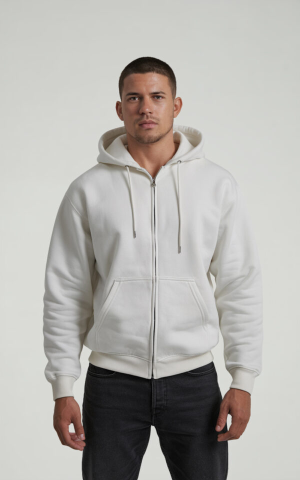 FELPA ZIP GARZATA UNISEX BIANCO